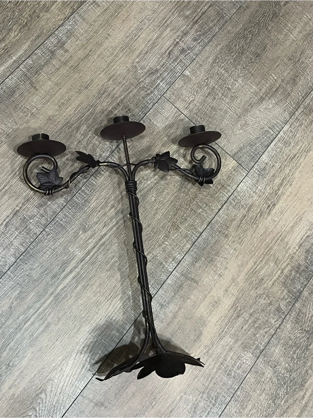 Decorative Brown Metal Leaf Wall Candle Holder - ~EUC